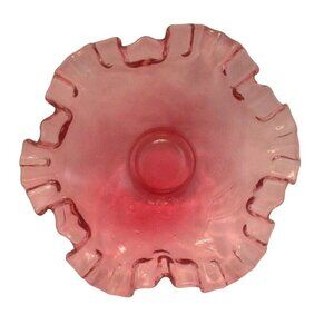 Vintage Fenton Cranberry Ruffled Quilted Diamond Optic Bowl